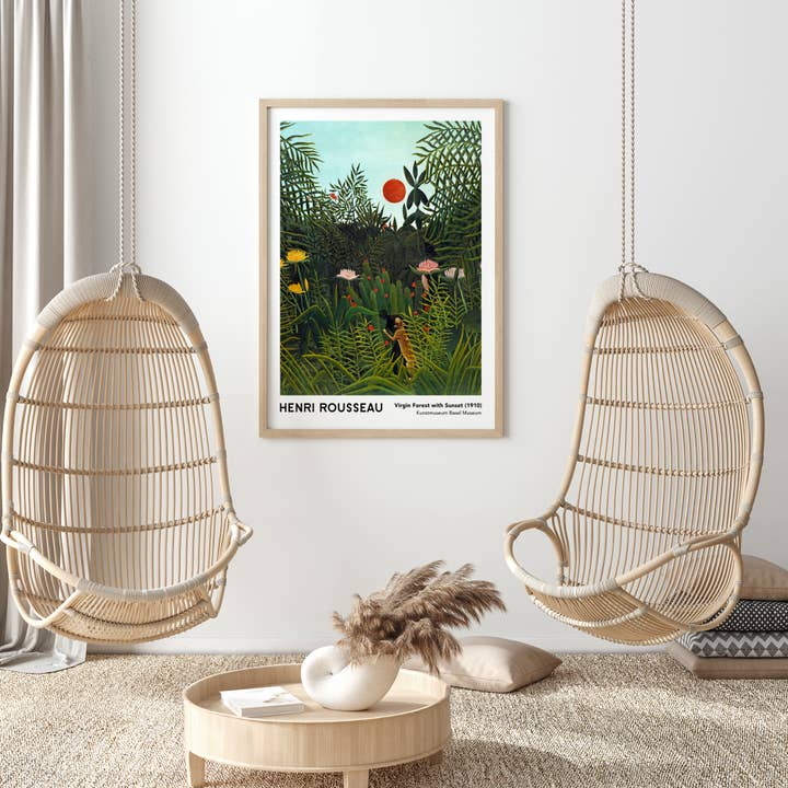Sugar & Canvas - Wholesale Art Print - Henri Rousseau Virgin Forest with Sunset Art Print HR056