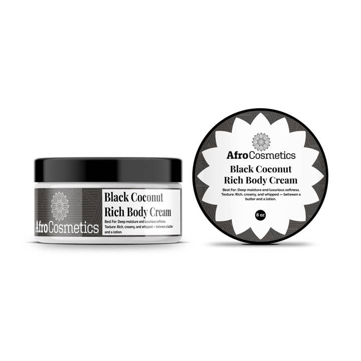 Schwarze Kokosnuss Nährende und Feuchtigkeitsspendende Körpercreme Haut 8 oz für den Großhandel von AfroCosmetics & Culture