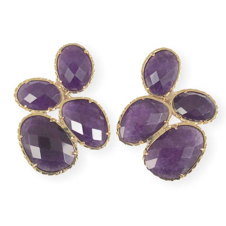 Purple Catseye Cluster Earrings for wholesale by Colour Addict Jewellery