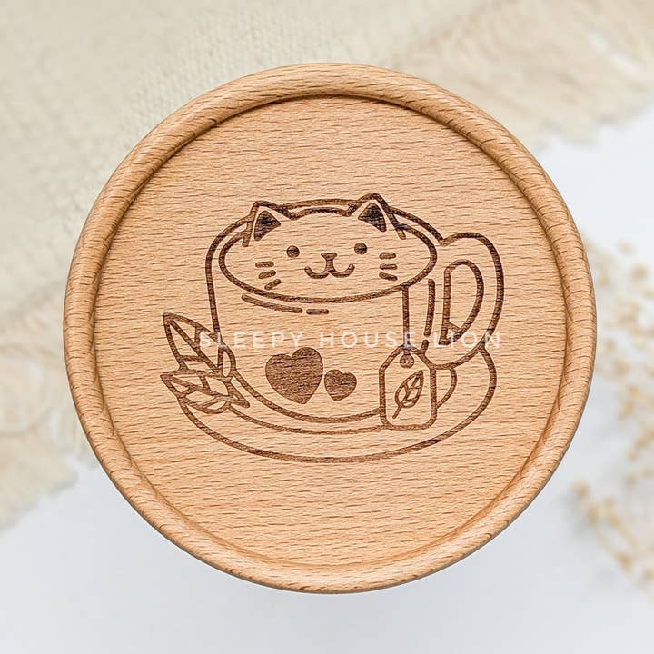 Cozy Cat Tea Time Coaster for wholesale by Sleepy House Lion