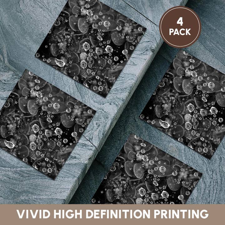 3dRose - Wholesale Coasters - 3dRose, Black and white macro photograph of raindrops on a spider web., Coaster5