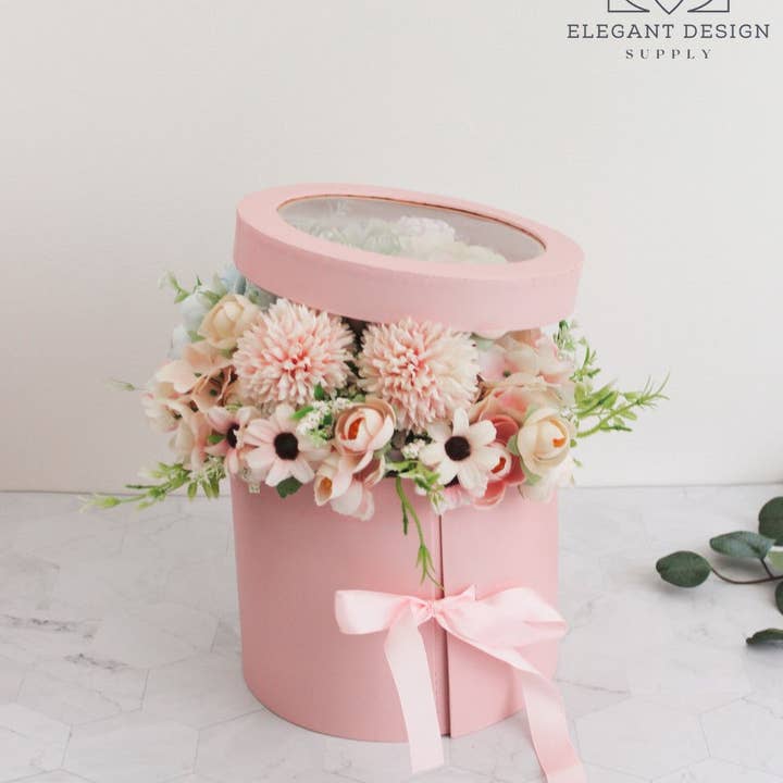 Elegant Design Supply – Engroshandel Gaveæske – To lag rund blomsterkasse med klart låg2