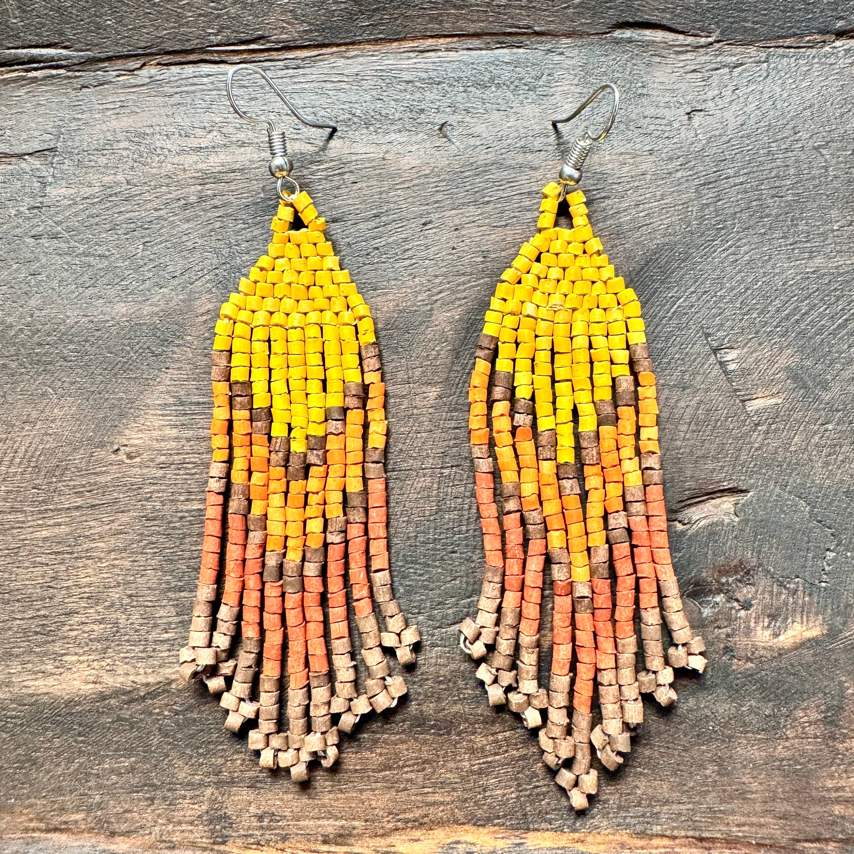 Los Colores de la Tierra - Wholesale Tassel Earrings - Ultra Lightweight Mini Fringe Earrings with Ombre Arrow Design3