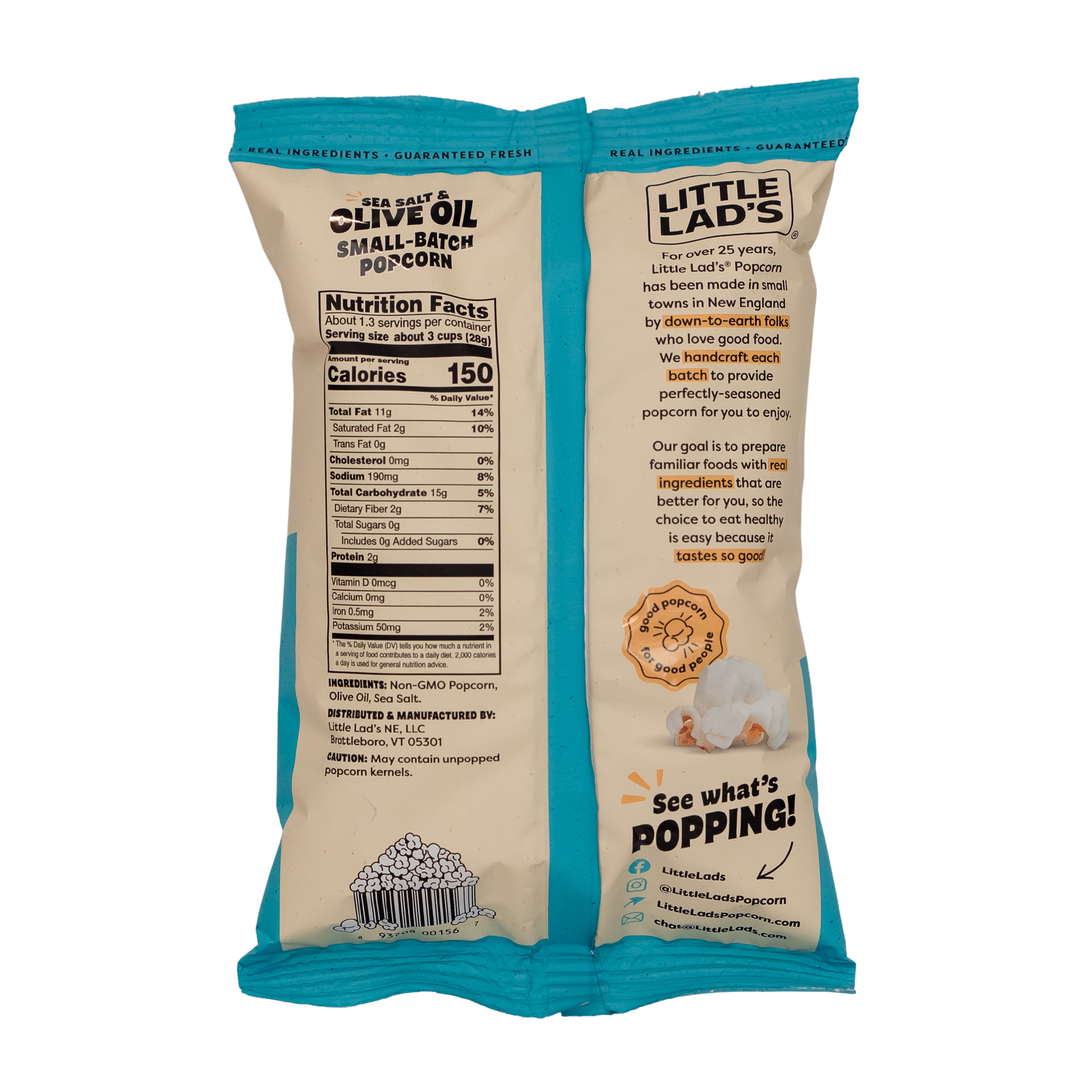 Little Lads - Wholesale Popcorn - Sea Salt & Olive Oil 1.3oz 20ct1