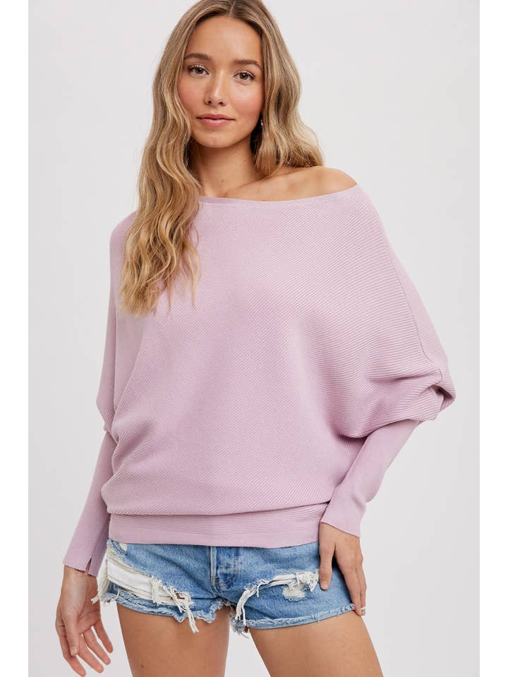 Bluivy - Wholesale Knit Sweater - Women's - ASYMMETRICAL OPEN SHOULDER DOLMAN PULLOVER1