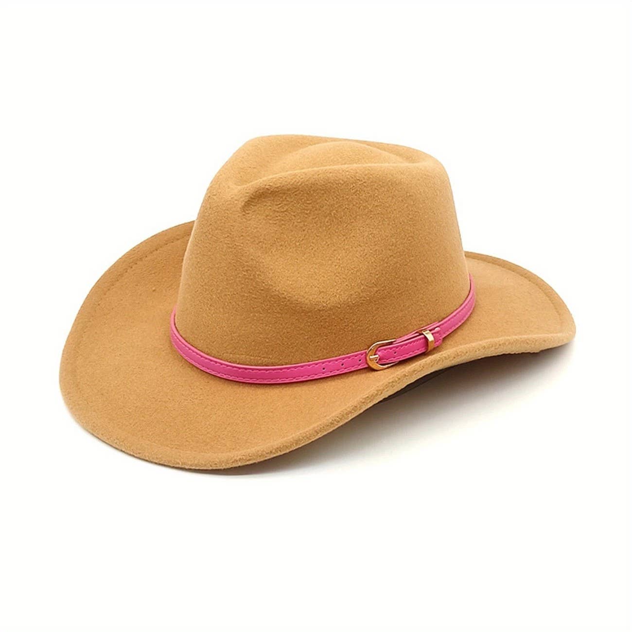 Syrrios Gifts LLC - Wholesale Cowboy Hat - Unisex - Cowboy Cowgirl Western Felt Hat with Pink Band Buckle10