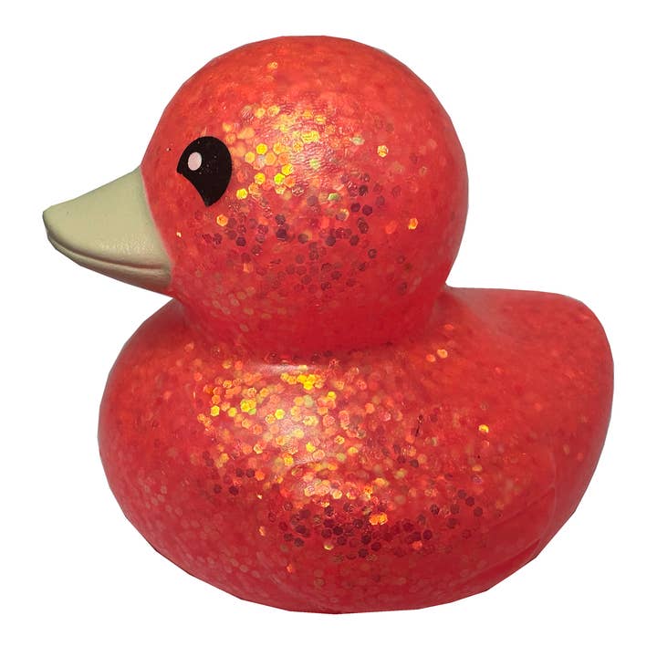 Bath duck with glitter, orange, 7 cm. for wholesale by Magni ApS