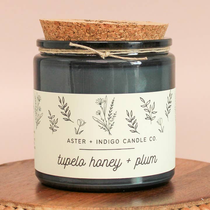 Tupelo Honey + Plum | Soy Candle for wholesale by Aster + Indigo Candle Co.