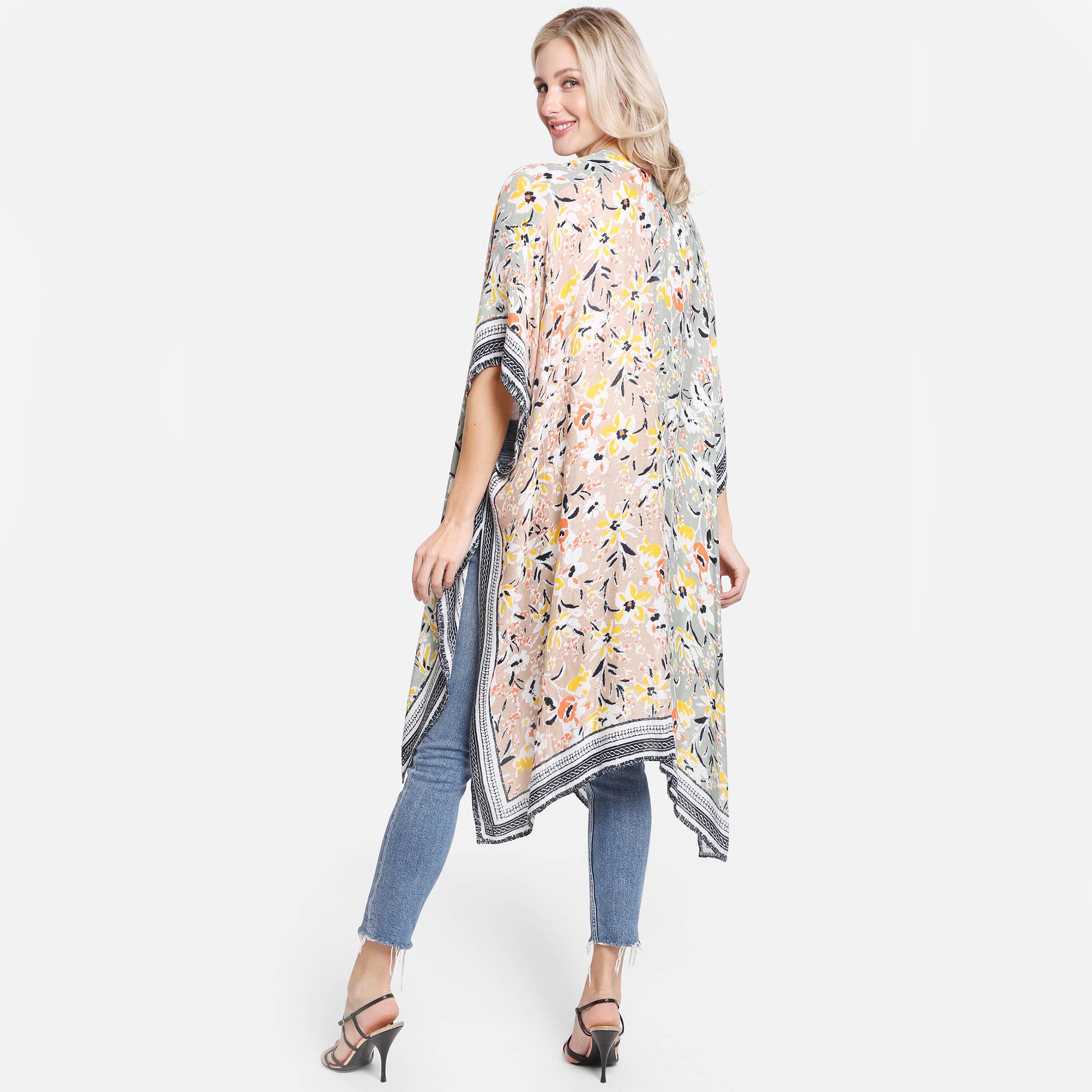 Hana - Vente Kimono – femme - Kimono d'été à imprimé floral multicolore8