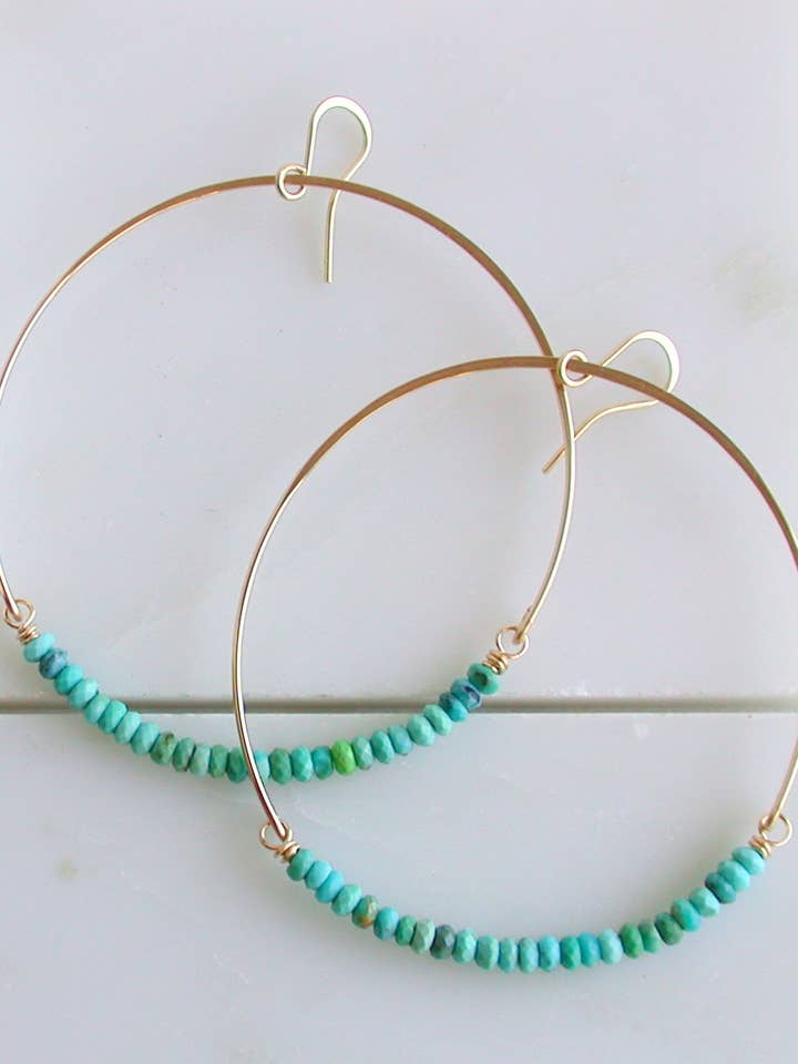 Grandi cerchi boho turchesi per la vendita all'ingrosso da parte di Linda Trent Jewelry