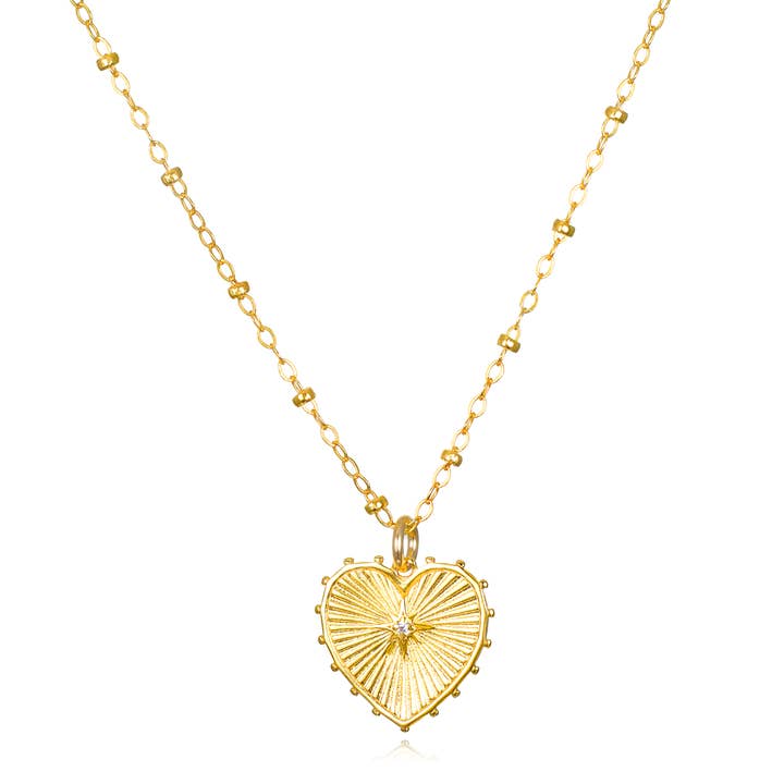 Beaded Heart Satellite Necklace for wholesale by Amelia Rose Jewelry