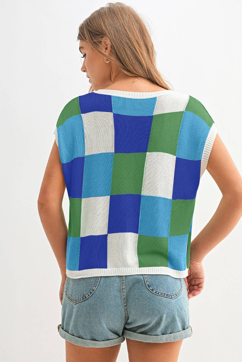 Aapparella - Vente Pull en maille – femme - Haut en tricot à manches courtes colorblock | S-2XL13