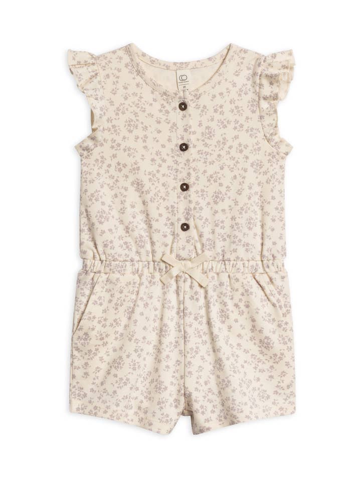 Organic Kids Shaye Romper - Maria Floral / Lilla for wholesale by Colored Organics