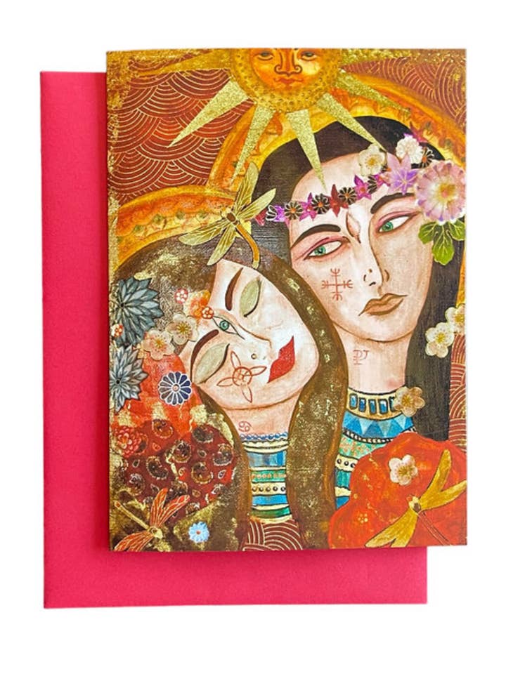 Biglietto di Auguri per Innamorati di Libellule Arte Spirituale Fatta a Mano per la vendita all'ingrosso da parte di Art by Diana Comstock