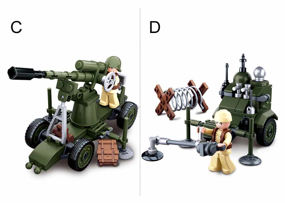 Texas Toy Distribution – wholesale Byggsats - Barn – WWII 4-i-1 Halvbandvagn Presentlåda Byggklosskit (353 delar)3