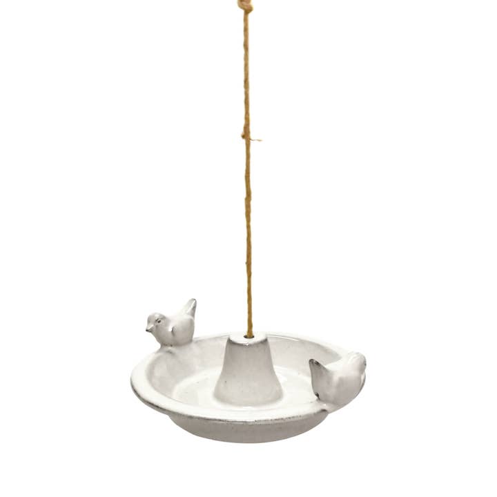 Esschert Design USA - Vente Bain pour oiseaux - Baignoire à oiseaux suspendue en céramique, crème/vert/bleu, 3 couleurs assorties1