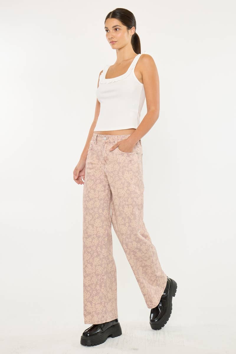 DUSTY ROSE HIGH RISE WIDE LEG JEANS-KC2166DR for wholesale on Faire3