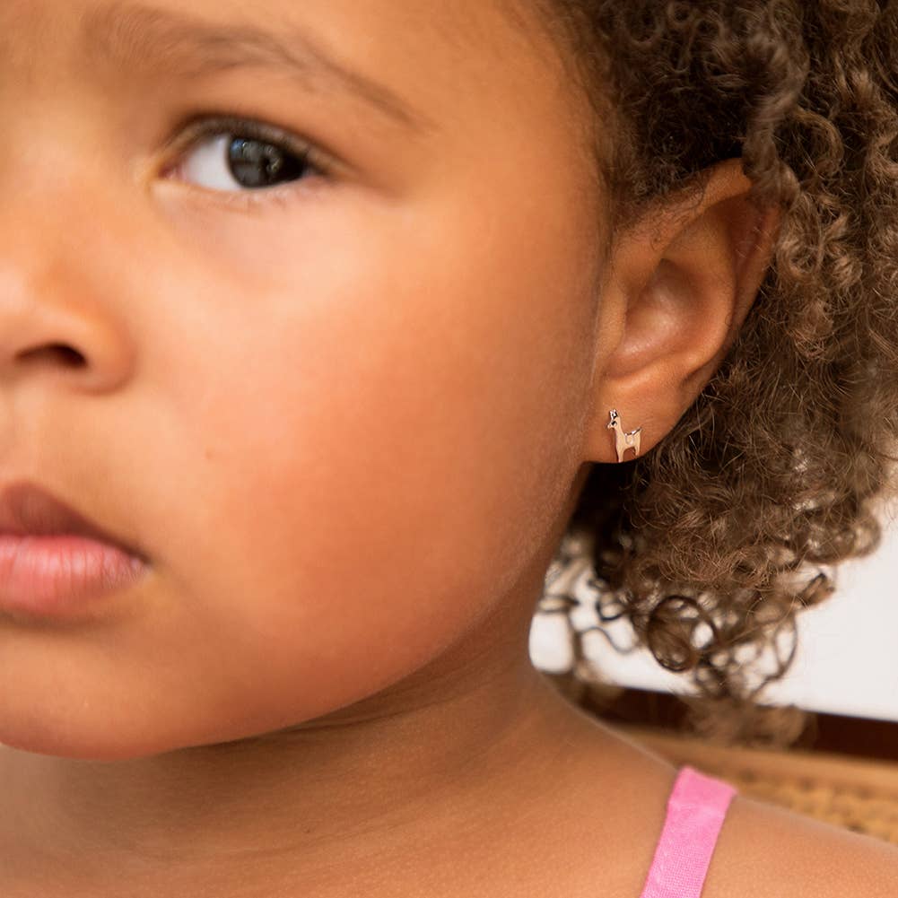 In Season Jewelry - Wholesale Earrings - Kids - Prancing Llama Girls Earrings - Sterling Silver1