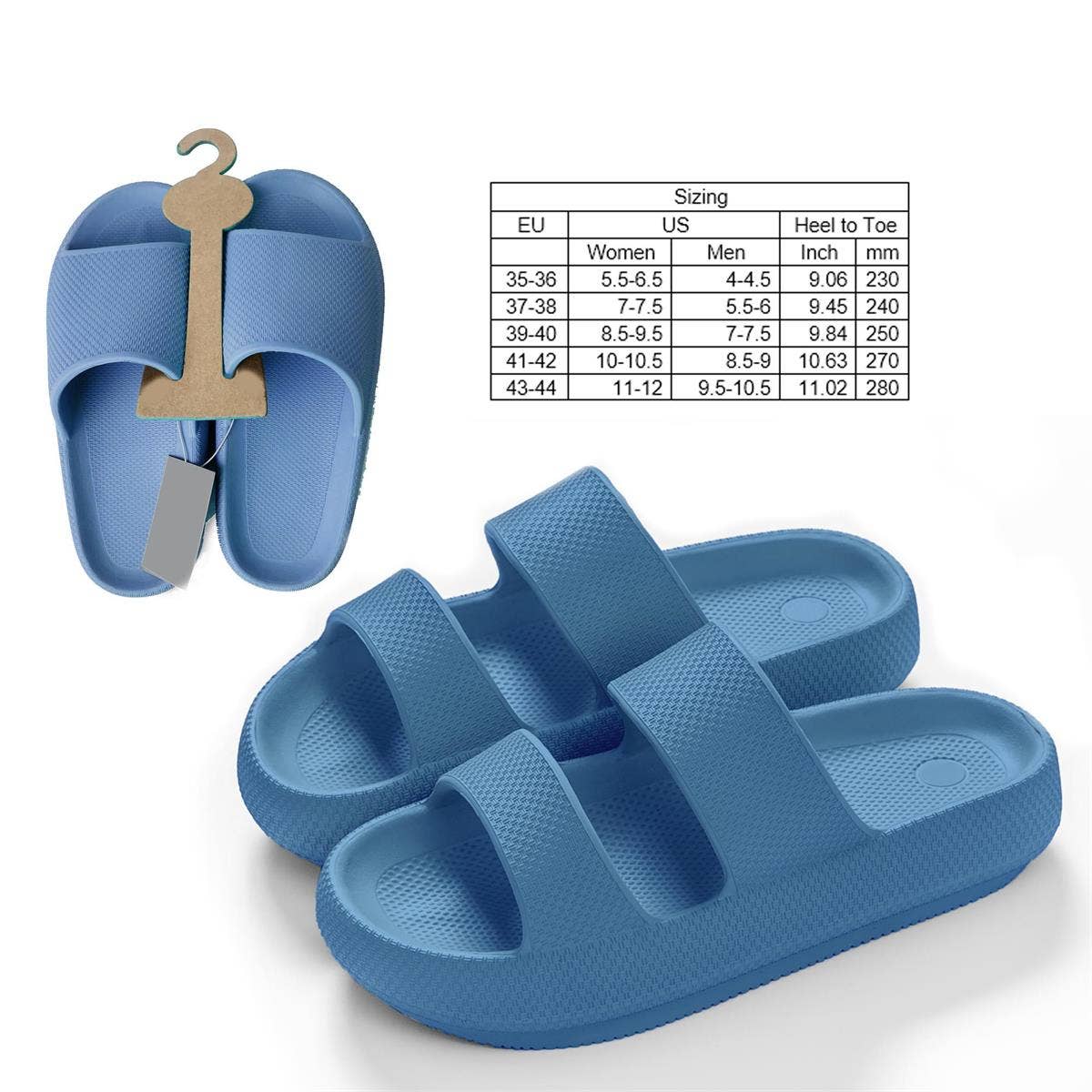 Bodico - Wholesale Slides - Women's - Bodico Adult Duo Strap Plush Slides, 4 Sizes, 5 Colors6