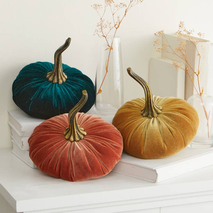 Your Heart's Content - Wholesale Decorative Tabletop Object - Pumpkin Large Velvet, Fall Mantel Decor, Halloween Table54