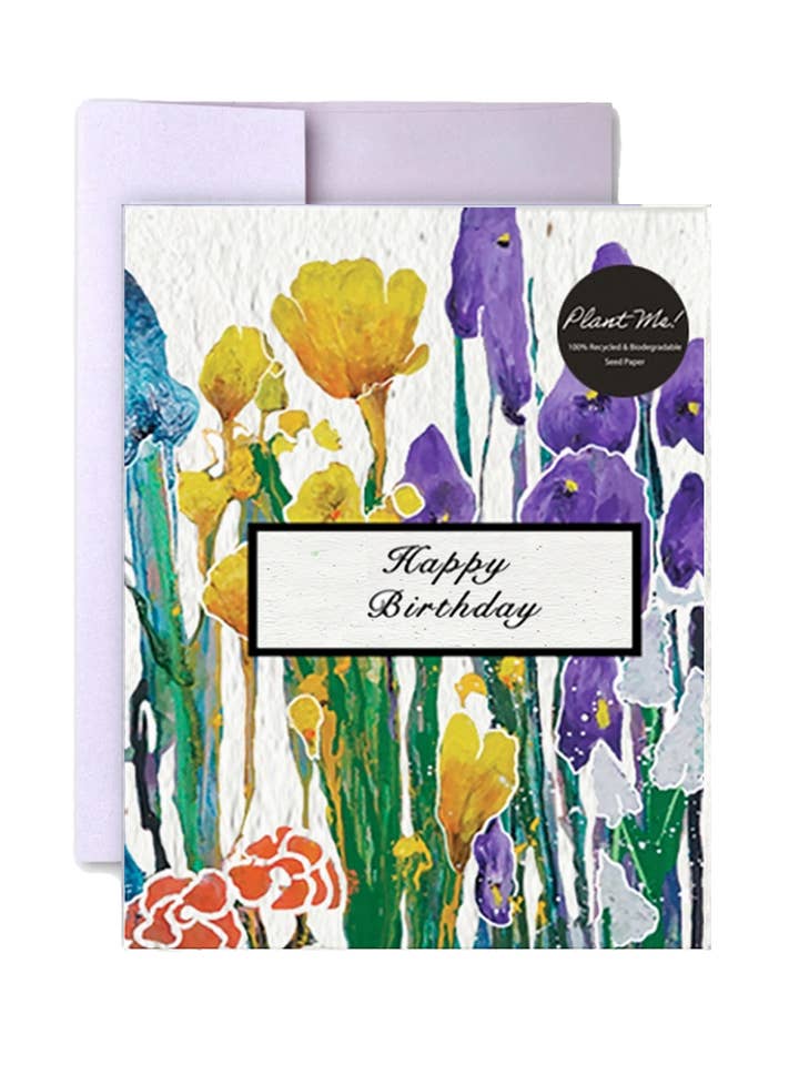 Carte en papier Floral Garden Birthday Wildflower Seeds pour la vente par Artsy Em