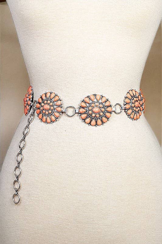 Andrea Bijoux - Venta al por mayor Cinturón - Mujer - Cinturón de cadena con eslabones de gemas florales occidentales2