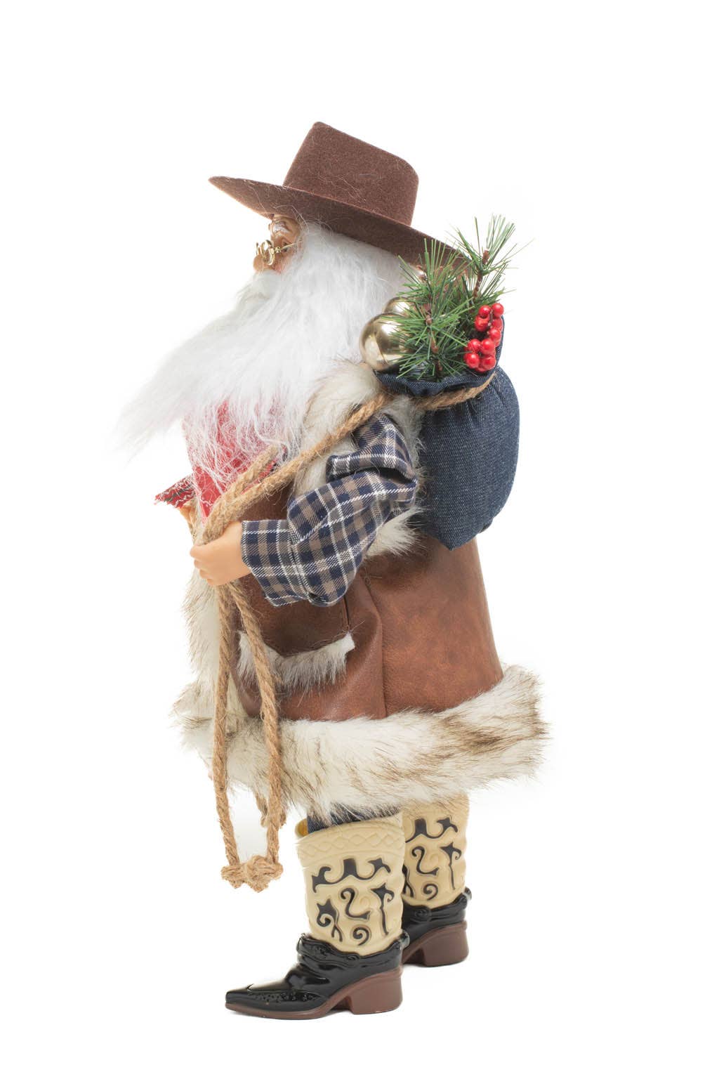 Starlight Collection - Wholesale Christmas Decoration - Brown/Blue Wild West Santa Figurine2