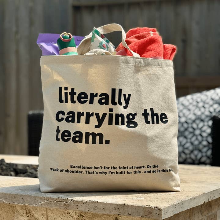 Natural Literally Carrying the Team Cotton Canvas Tote for wholesale on Faire1