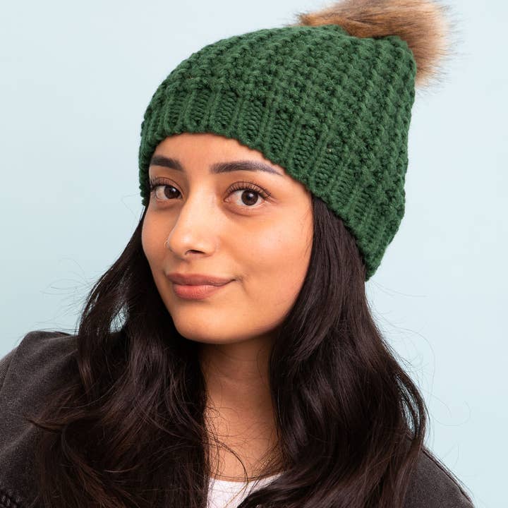 Leto Accessories - Wholesale Beanie - Women's - Fall & Winter Beanie – Textured Knit with Playful Pom Pom5