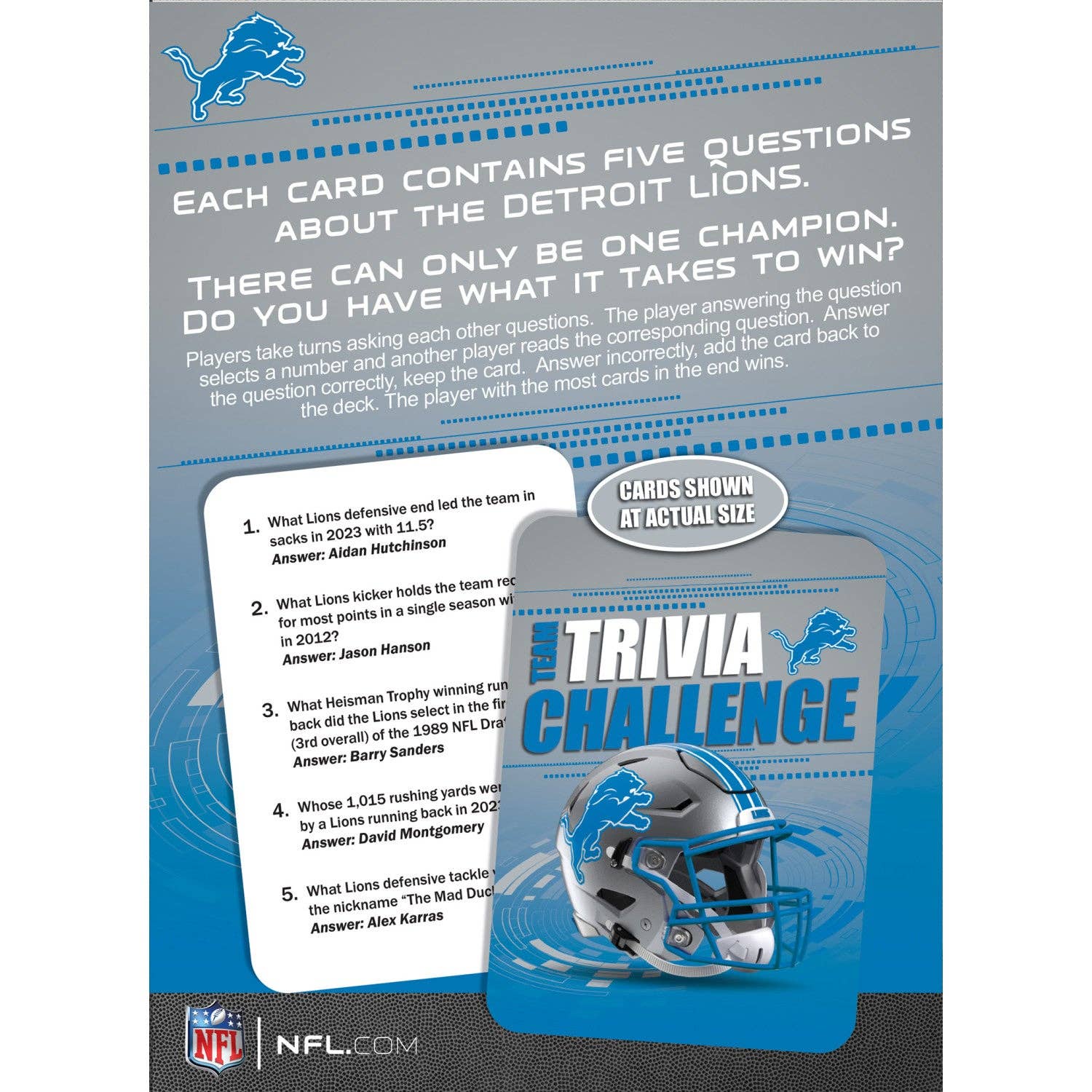 Masterpieces Puzzles - Wholesale Card Game - Detroit Lions Trivia Challenge2