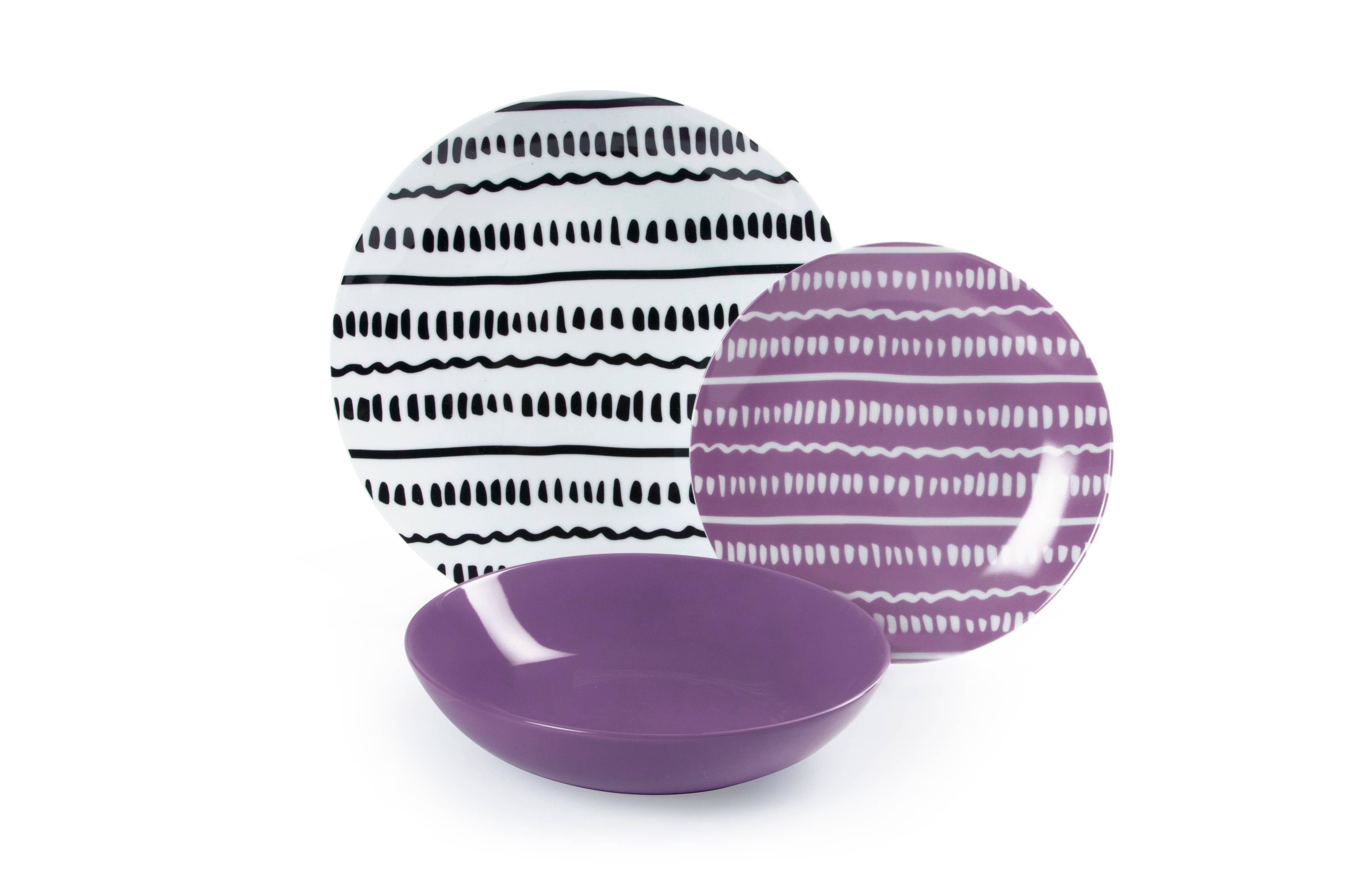 multicolour 18 Crazy Line Dinnerware Set for wholesale on Faire7