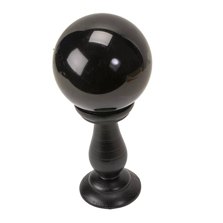 Pacific Trading - Wholesale Decorative Tabletop Object - 15214 Small Black Crystal Ball on Stand Halloween Decor C/12