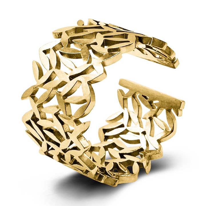 Bague en forme de feuille ajustable - HDX2336E78 pour la vente par AMORINO SRL