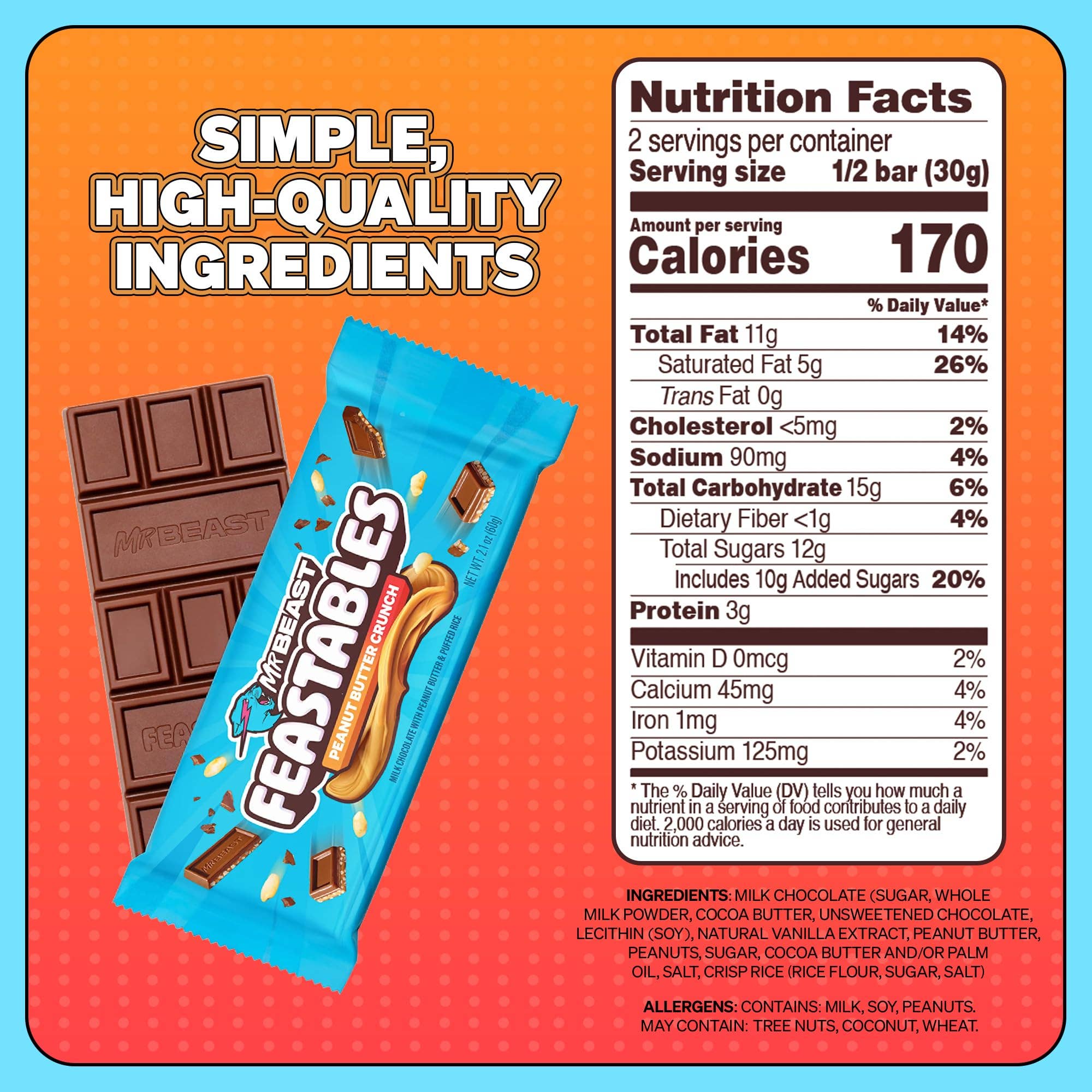 Shop The King - Wholesale Chocolate Bar - Feastables Pnt Btr Crunch King 2.1z 60 g 24 Per Box1