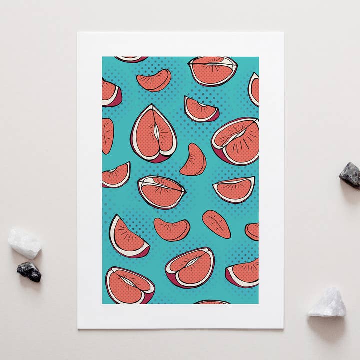 Pop Art Citrus Art Print for wholesale by Penny Royal Design