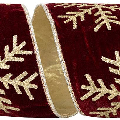 Snowflake Jumbo Glitter Velvet Plush Deluxe Wired Edge for wholesale by RELIANT RIBBON