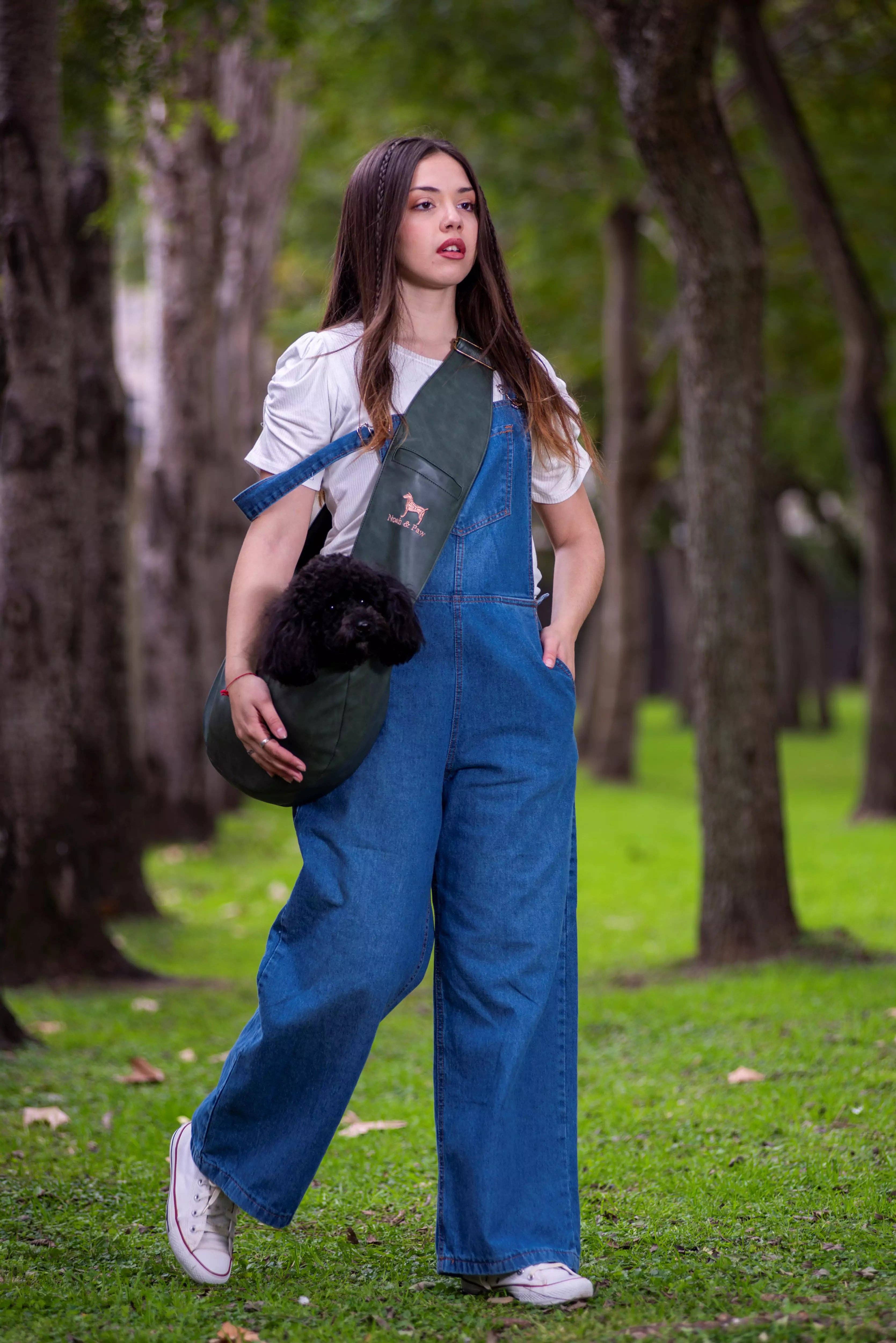 NOAH AND PAW LLC - Vente Caisse de transport – chat et chien - Porte-animal en bandoulière en cuir vegan avec triple sécurité12