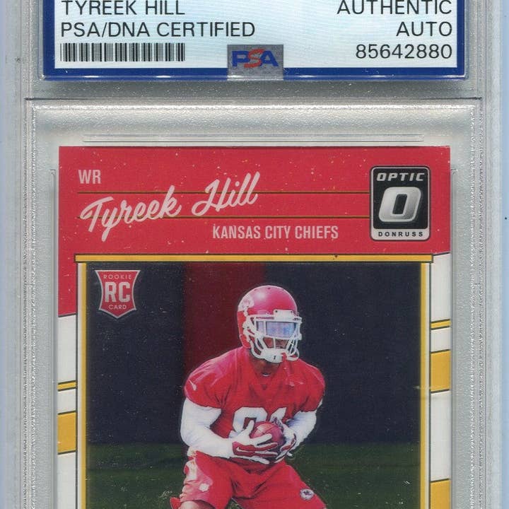 Hollywood Collectibles - Wholesale Sporting Accessories - Tyreek Hill 2016 Panini Donruss Optic Autographed RC PSA/DNA Certified0