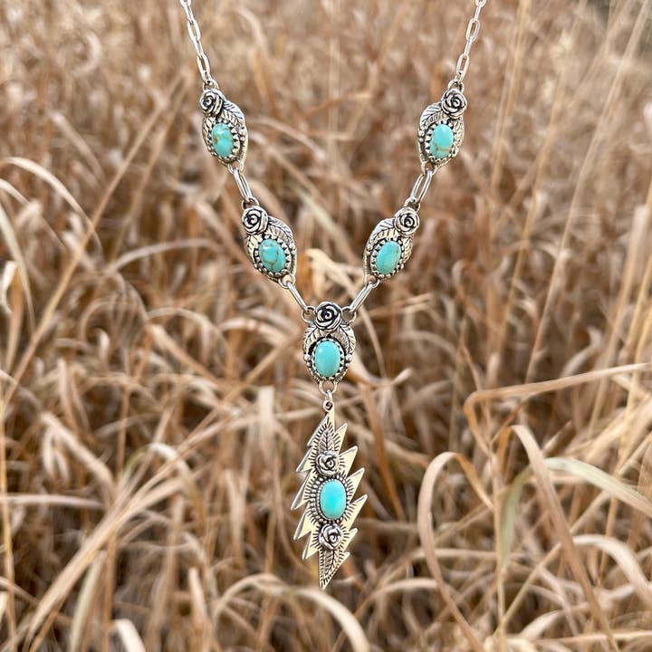 Hiouchi Jewels | Rose & Bolt Grateful Dead Jewelry - Wholesale Bib Necklace - Grateful Dead Not Fade Away Necklace | Turquoise2