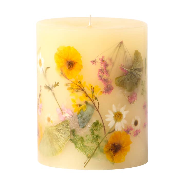 Lemon Blossom + Lychee Medium Round Botanical Candle for wholesale by Rosy Rings