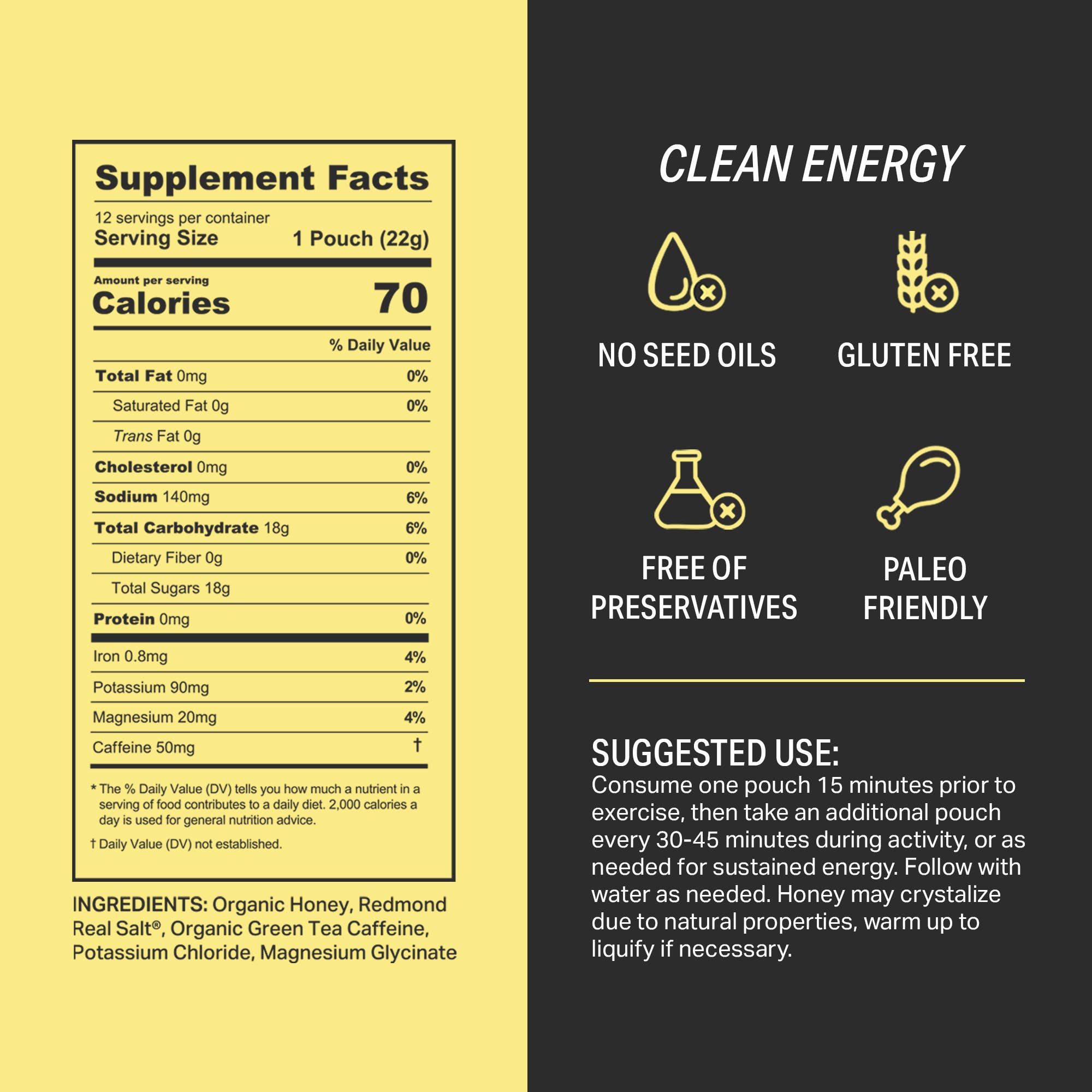 HNY+ - Wholesale Oral Supplement/Vitamin - HNY+ Energy Honey | Buzz Energy Gel 24-Pack | 50mg Caffeine8