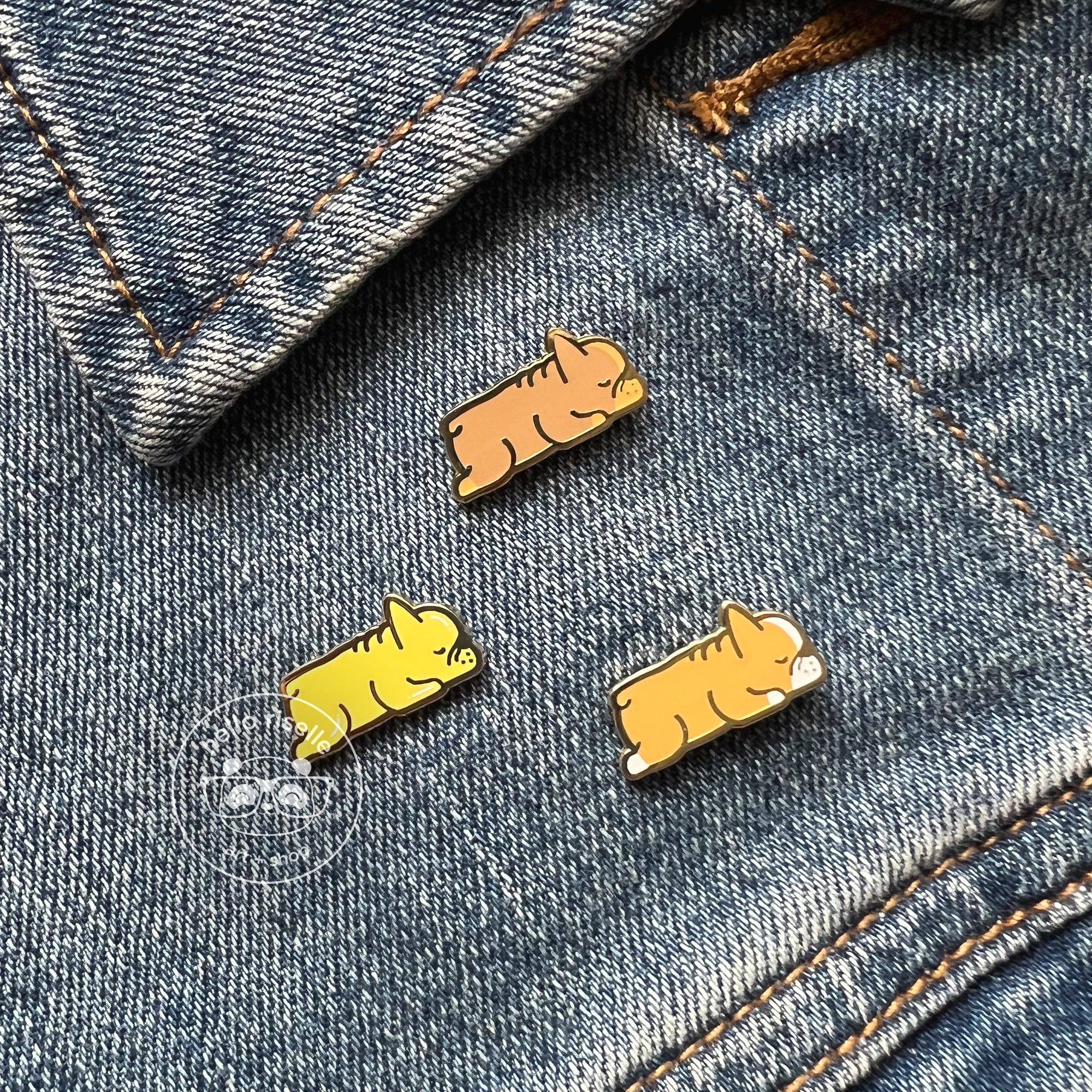 Hello Riselle | Art + Shop - Wholesale Lapel Pin/Button - Small Sleeping French Bulldog Enamel Pin8