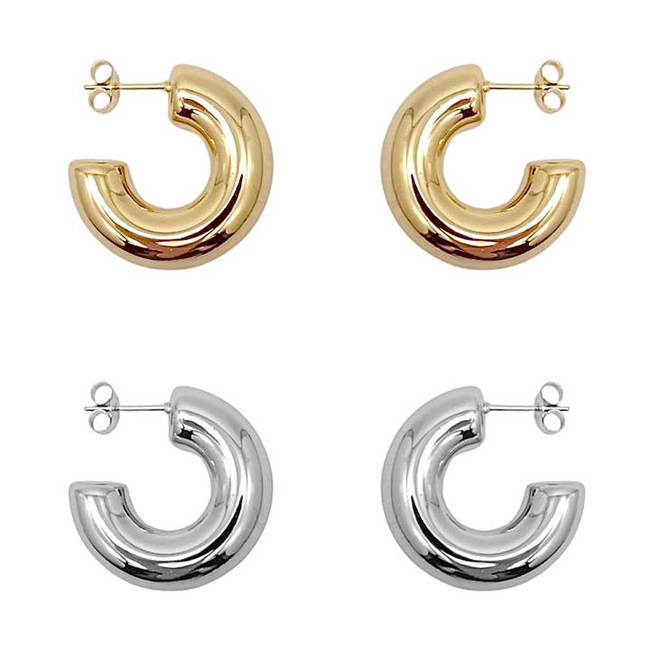 Chunky Tube Hoop Earrings (30 mm) for wholesale by KIKICHIC