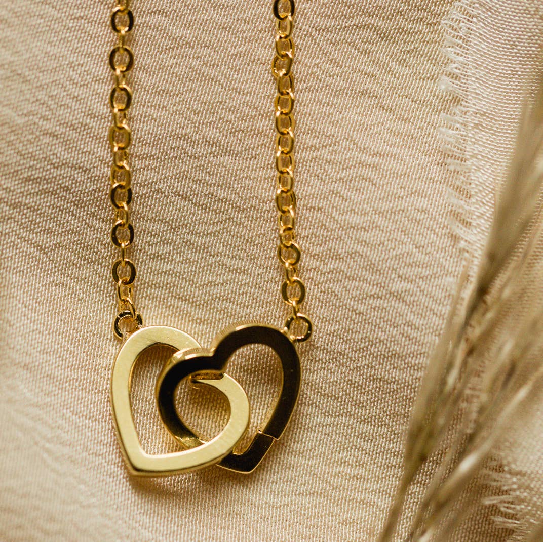 Rebecca Accessories LLC - Wholesale Pendant/Charm Necklace - Two Hearts Intertwined Charm Pendant Necklace Gift Love0