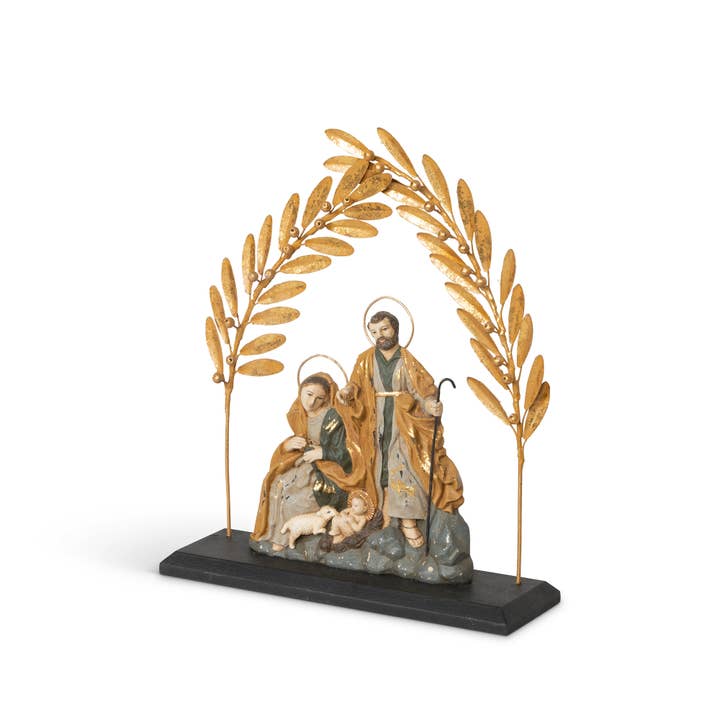 Park Hill Collection - Wholesale Christmas Decoration - Guelder Holy Family with Olive Branches1