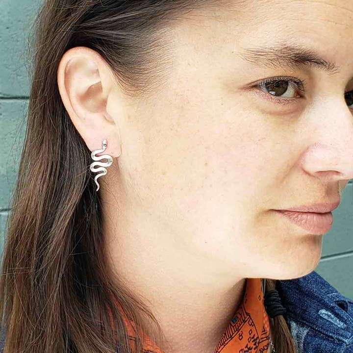 Nina Designs - Wholesale Stud/Post Earrings - Sterling Silver or Bronze Large Snake Post Earrings 28x12mm2