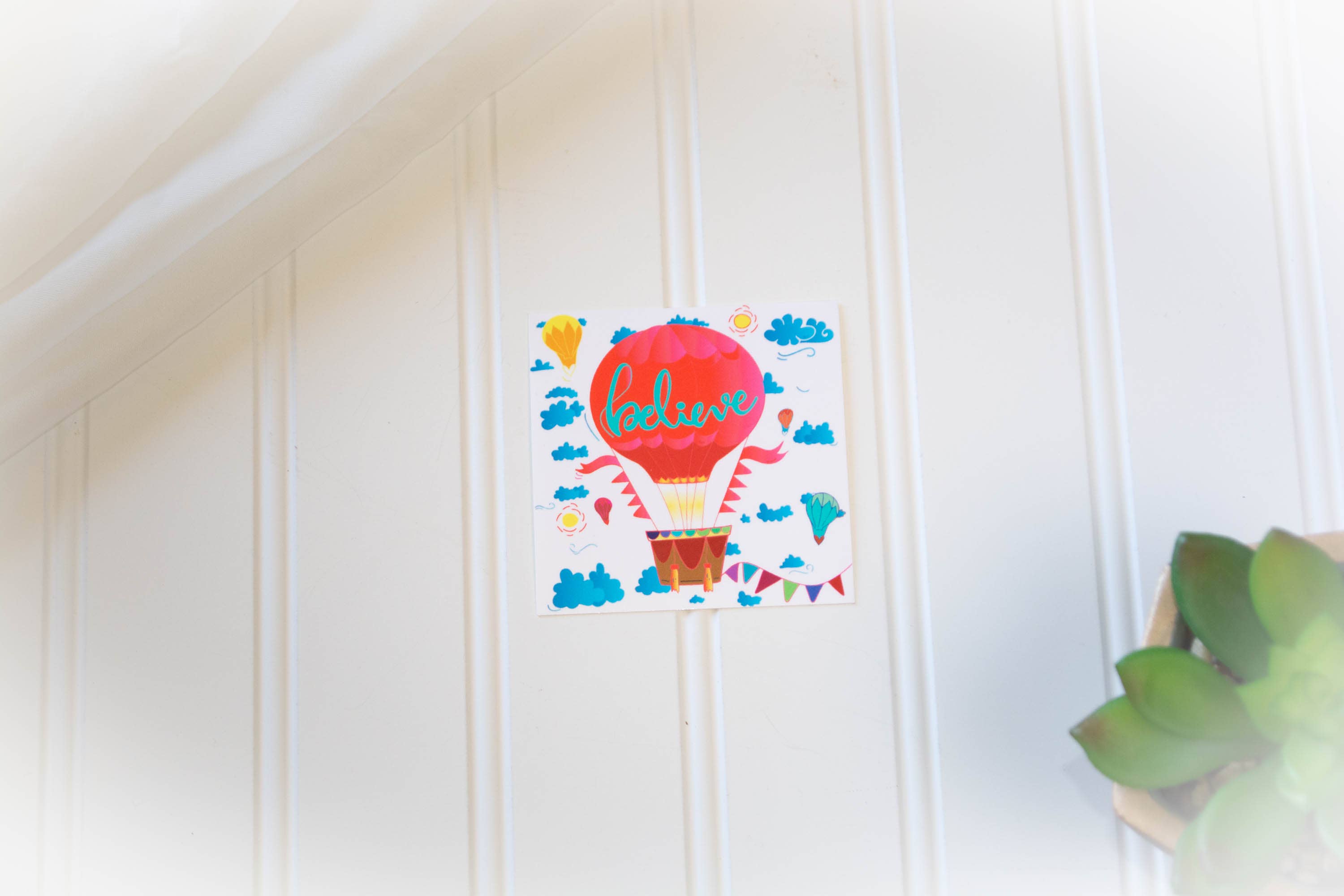 Denali & Co. - Wholesale Sticker - Believe Hot Air Balloon Motivational Sticker, 3” x 3”5