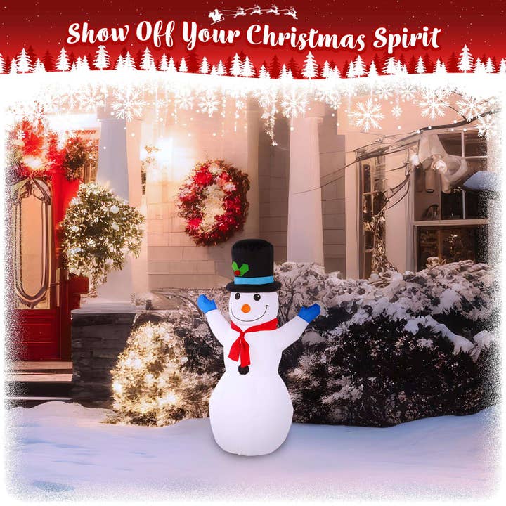 G128 - Wholesale Christmas Decoration - Inflatable Snowman Christmas Decor with LED Lights, 4FT1
