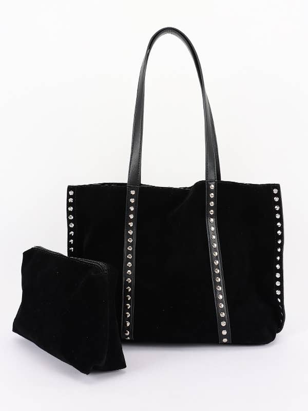 Faux Suede Studded Tote Bag for wholesale by Shop Neighbors