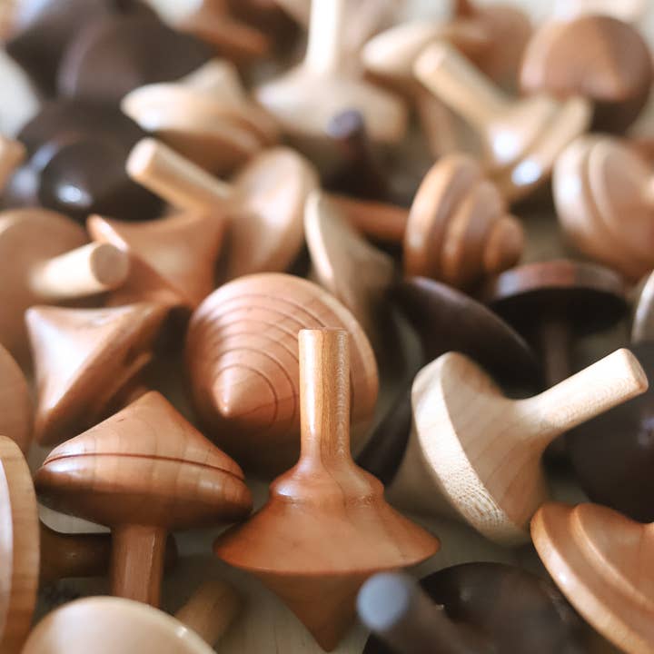 Make It Slow | Modern Woodworking the Old Fashioned Way - Wholesale Wood Toy - Kids - Toy Hardwood Top Spinner | Classic Game Stocking Stuffer
